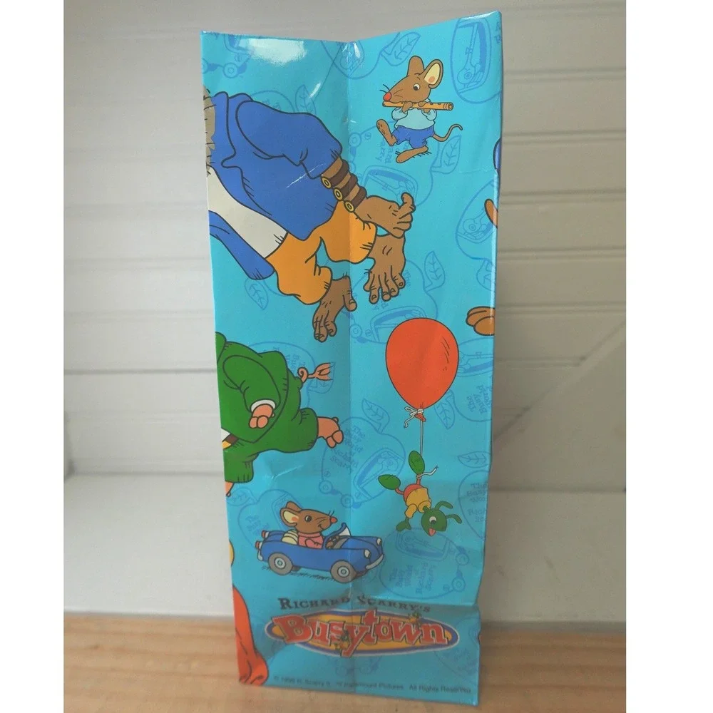 Vintage Richard Scarry Gift Bag 1998 Busy Town Cartoon TV Show Party Supplies